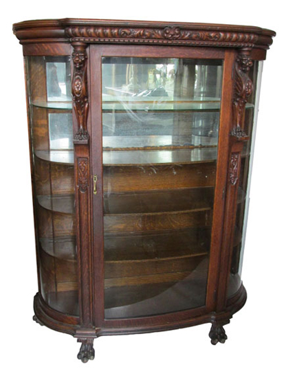 Oak China Cabinet Circa 1900 Wooden Nickel Antiques