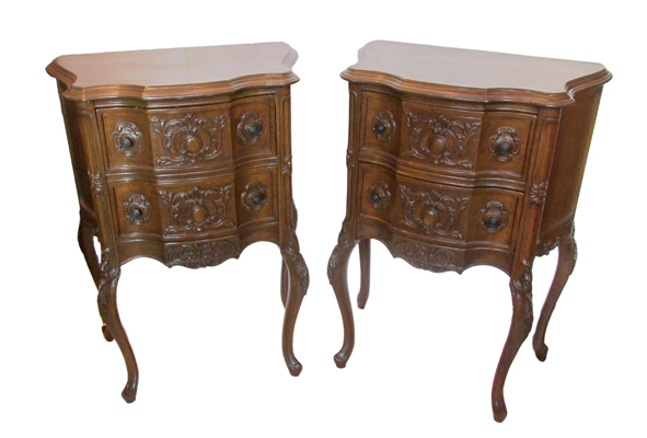 Pair Carved French Night Stands