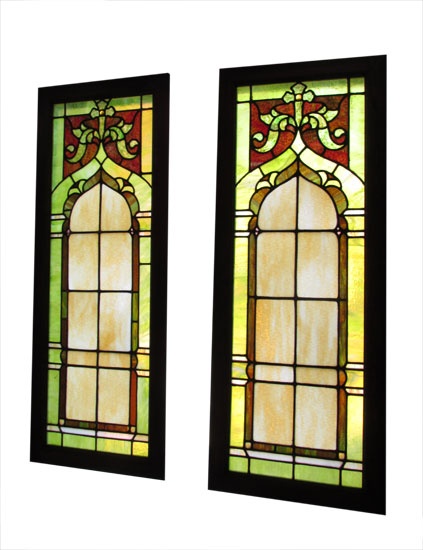 Pair Of Church Stained Glass Windows