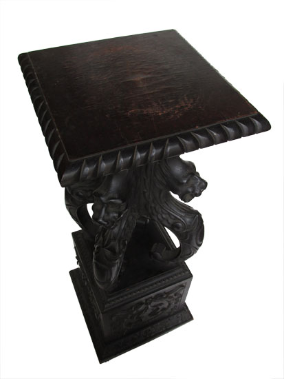 Carved Pedestal With Lions Heads
