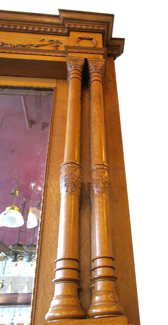 Large Triple Column Oak Mantel