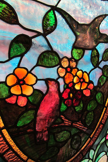 Large Stained Glass Window With Birds