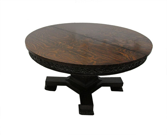 Large Oak Dining Table, with Ornately Carved Trim