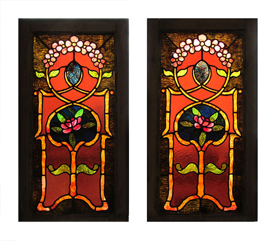 Pair of Small Stained Glass Windows