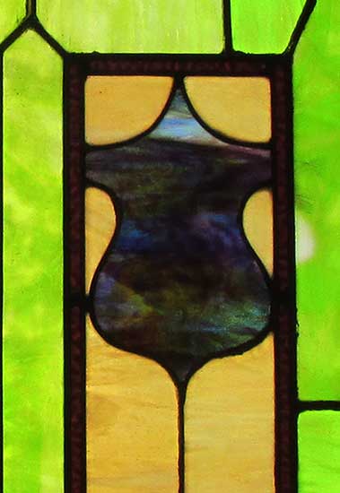 Stained Glass Window with Castle in Center