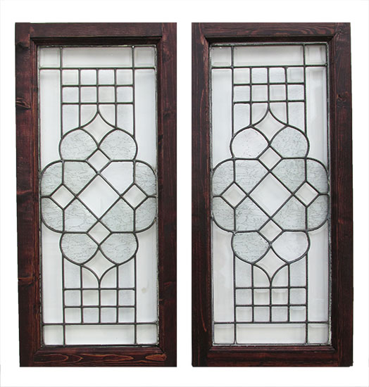 Pair of Beveled Glass Windows