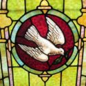 Stained Glass Window with White Dove Inset