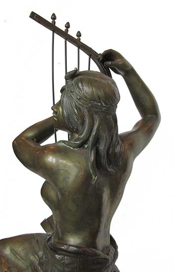 Bronze Sculpture of Eqyptian Woman with Lyre