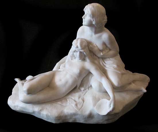 White Marble Sculpture of Young Couple