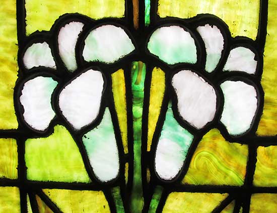 Stained Glass Window with Lilies Detail