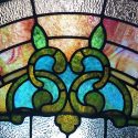 Arch Top, Stained Glass Window, with Roses and Vase