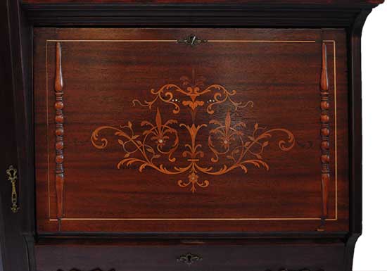 Side-by-Side Secretary, with Shaped Doors, Mirror & Inlays