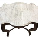 Mahogany Table, Circa 1870, with White “Turtle Top” Marble