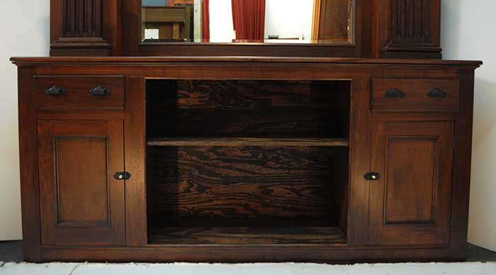 Walnut Back & Front Bar, with Large Mirror