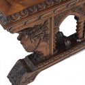 French Carved Figural Walnut Table, Circa 1880s