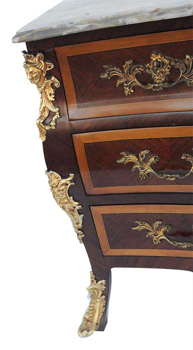 Louis XV-Style French Commode, with Marble Top & Filigree