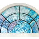 3-Piece, Arched Stained Glass & Clear Glass Landing Window, with Duck Figures