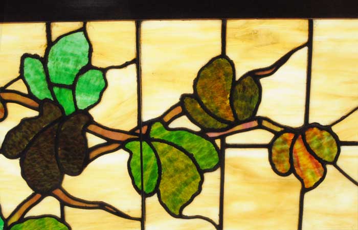 Pastoral Stained Glass Window, with Vine and Leaves