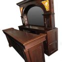 Mahogany Front & Back Bar, with Arched Mirror & Stained Glass
