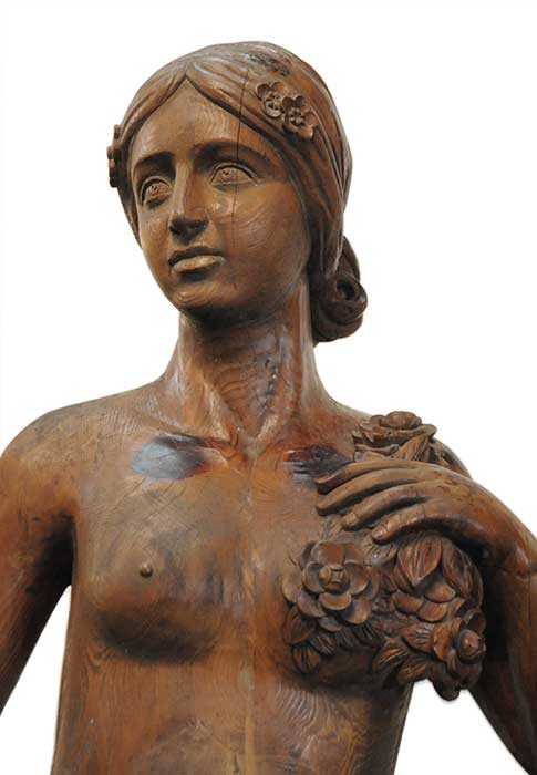 Pair of Carved Wood Lady Figures