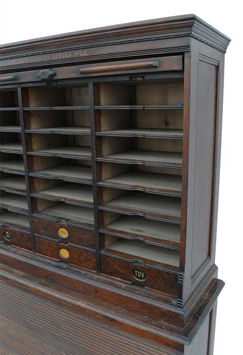 Two-Piece, 1911 Amberg Roll-top Cabinet Letter File