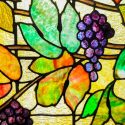 Stained Glass Window, with Grapes, Vine & Leaves