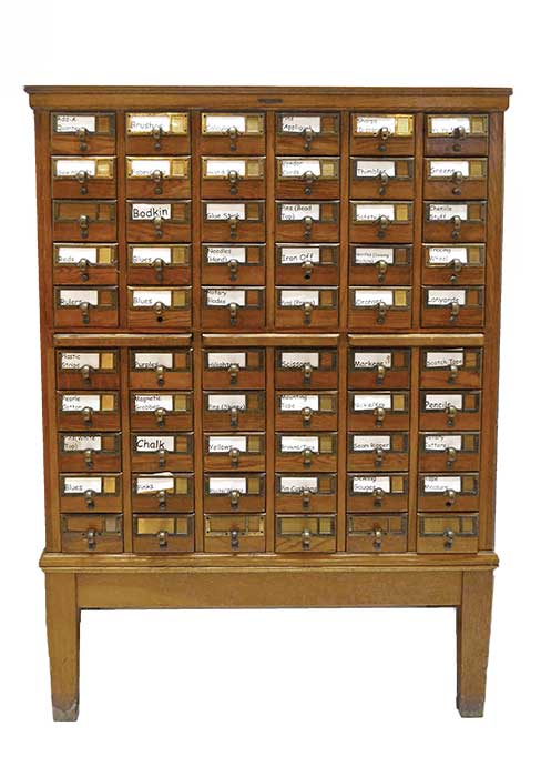 60-Drawer Oak Library Catalog Cabinet