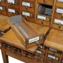 60-Drawer Oak Library Catalog Cabinet