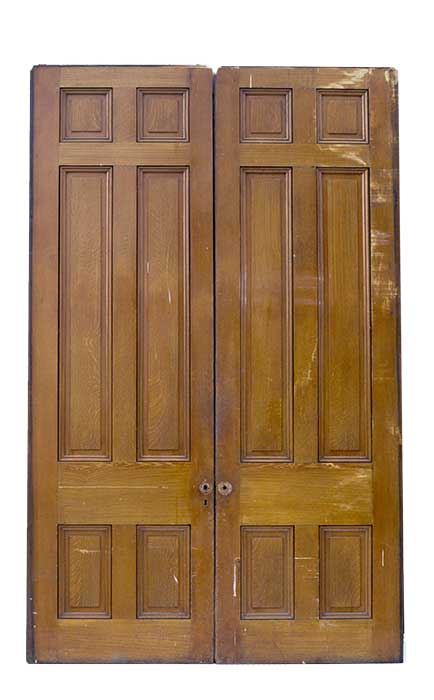 Two-Door Set of Tall Pocket Doors, with Recessed Panels