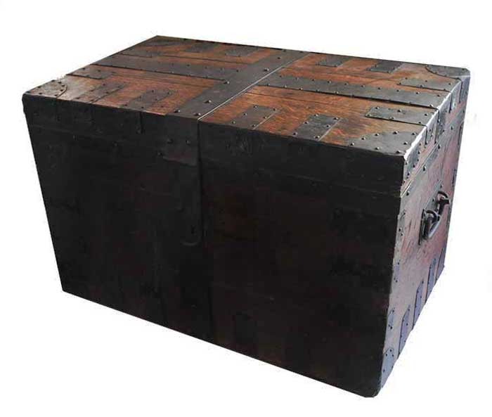 Wooden Trunk, with Metal Straps