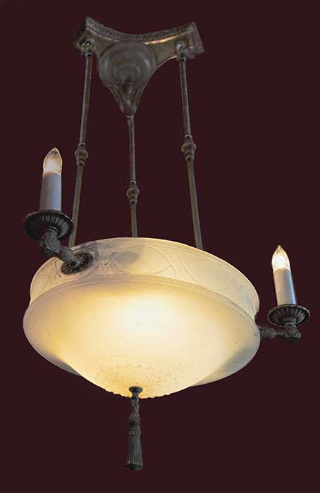 Three-Armed Bowl Light with Candle Fixtures