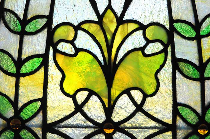 Stained Glass Window, with Jewel-Cut Accents & Oval Center