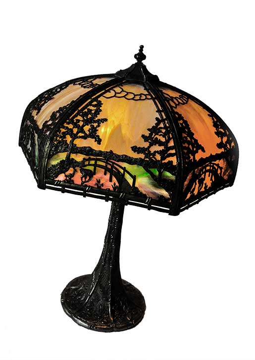 Artful Decorative Lamp, with Filigree Metal Trim