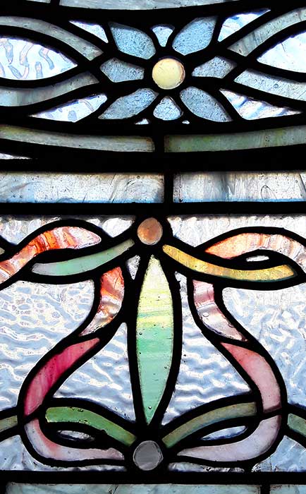 Outstanding Pair of Floral Stained Glass Windows