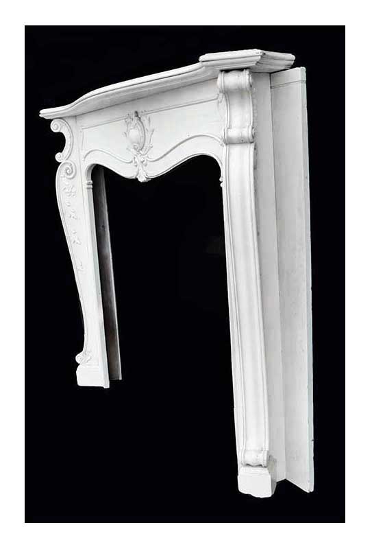 Louis-XV-Style French Half Mantel, with Carved Columns