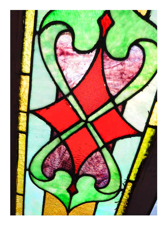 Stained Glass Window, with Symmetrical Emblem
