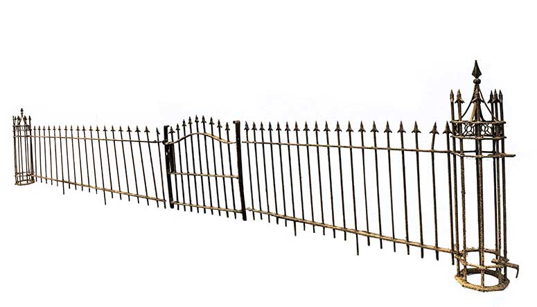 47-Foot Iron Fence, with Gate & Two Posts