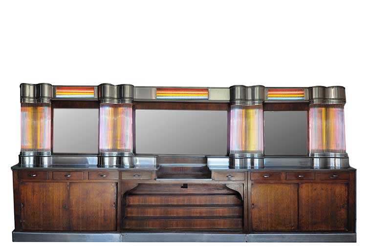 Art Deco Back & Front Bar, with Stainless Steel, Glass Rods & Neon