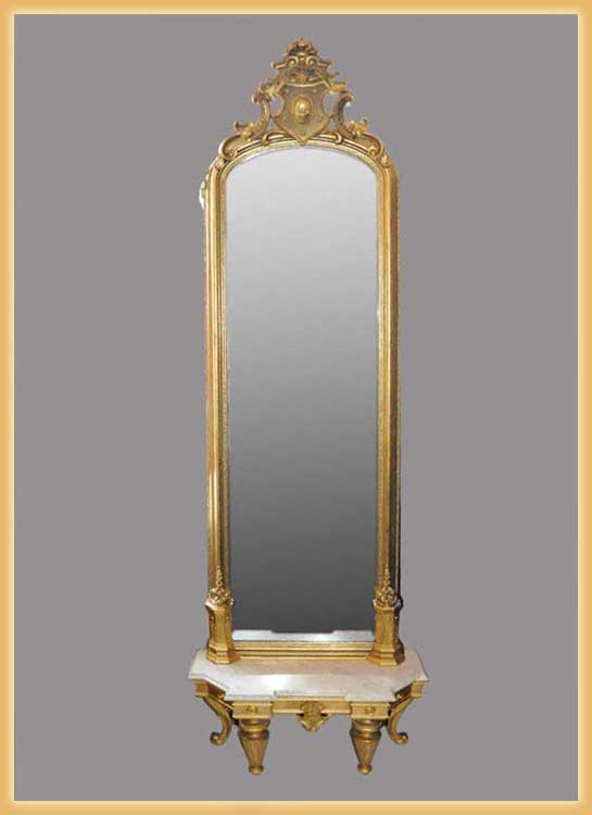 Large Gilded Pier Mirror, with Marble Shelf
