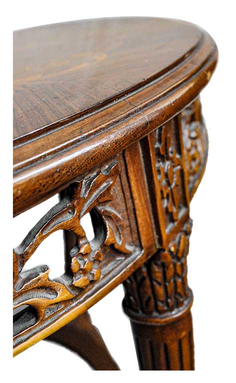 Small Carved Table, with Inlays on Tabletop