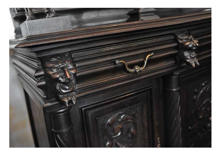 Carved Oak European-Style Cabinet