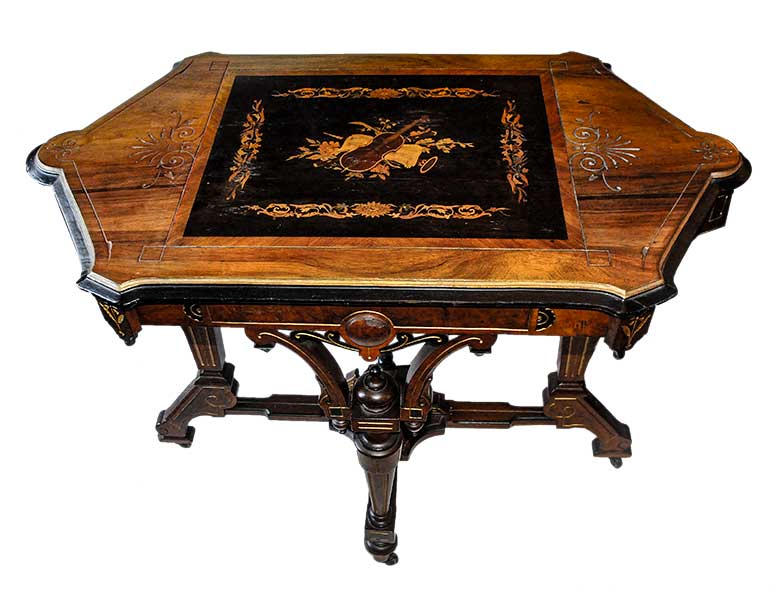 Small Renaissance Revival Side Table, with Inlays