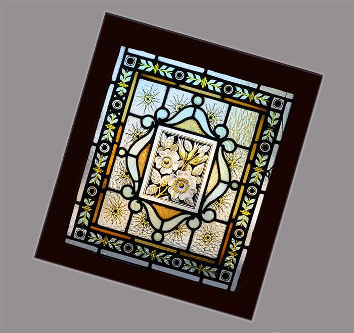 Small Painted & Fired Stained Glass Window