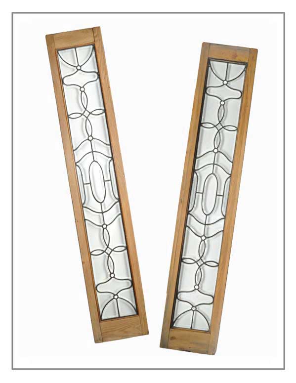 Pair of Beveled Glass Sidelight Panels, with Geometrical Patterns