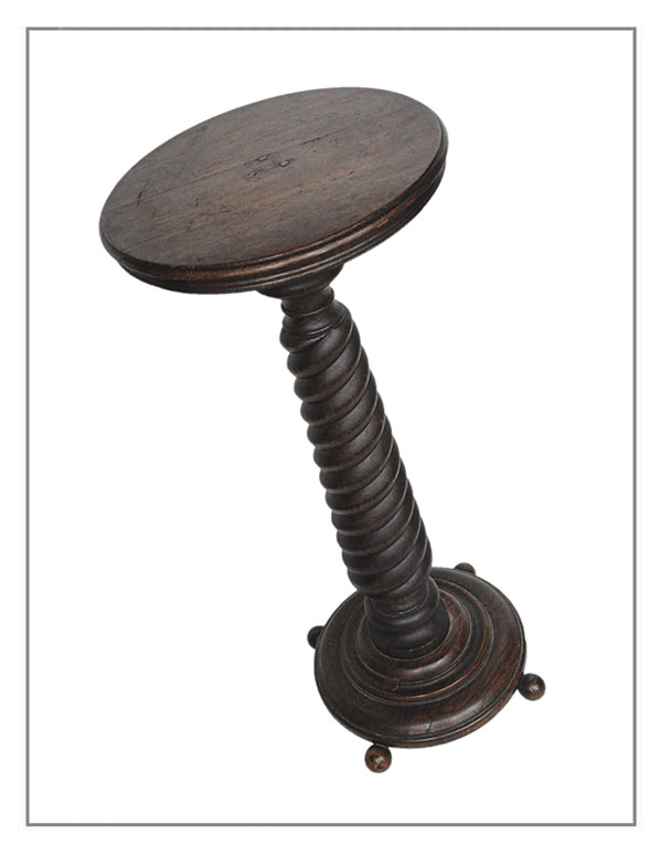 Carved Oak Pedestal, with Corkscrew Column