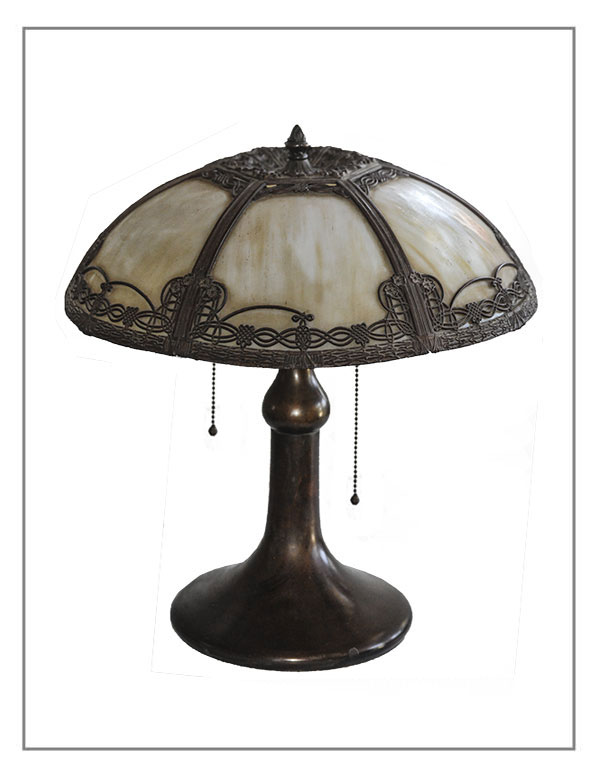 1910 Bent-Glass Panel Tabletop Lamp