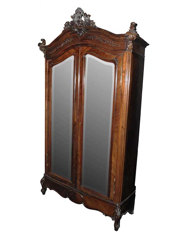 Two-Door French Armoire, with Beveled Mirrors