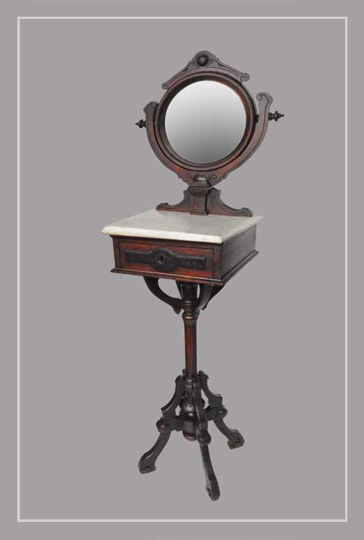 Marble Top Shaving Stand, with Oval Mirror