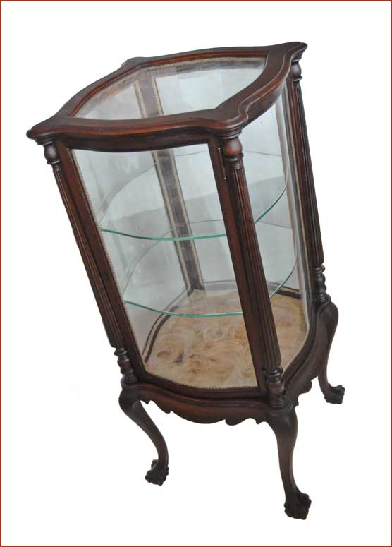 Carved Mahogany Vitrine, with Glass Shelves