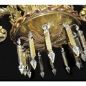Large, Artful, Six-Armed Brass Chandelier